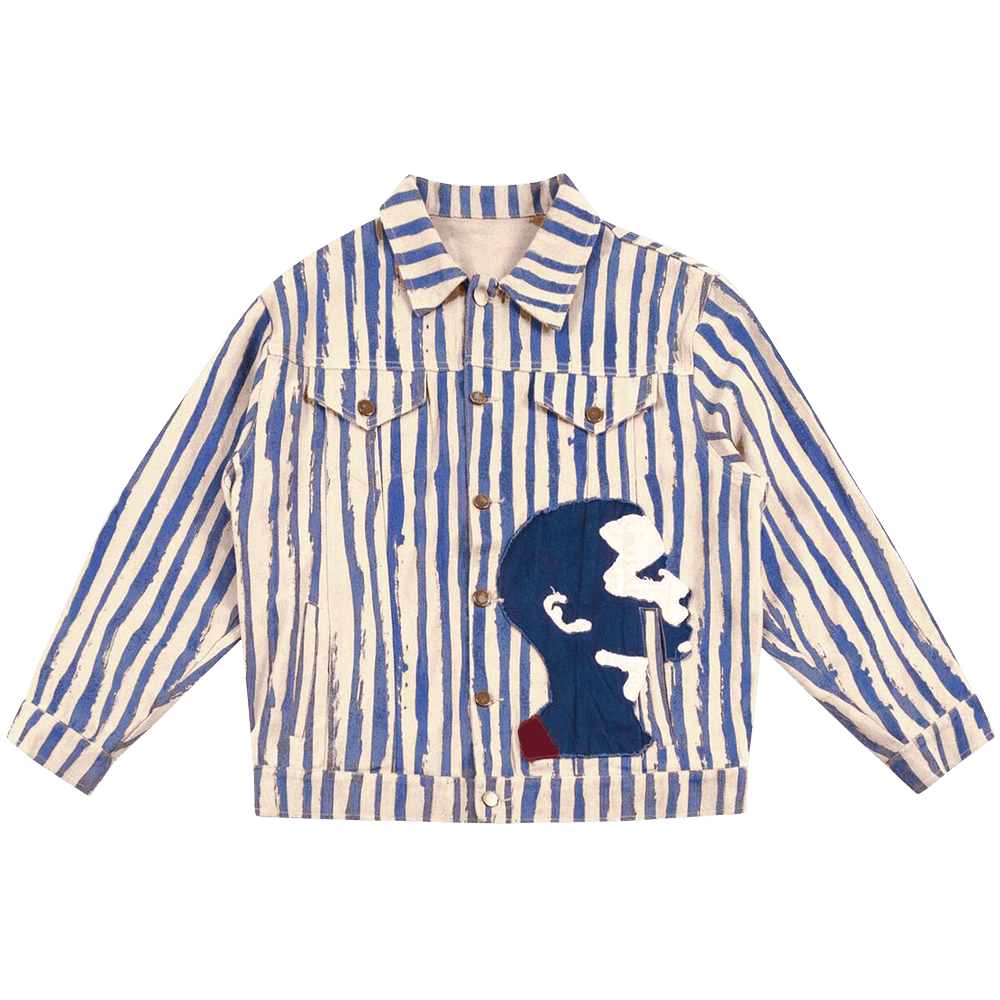 KidSuper Striped Face Denim Jacket