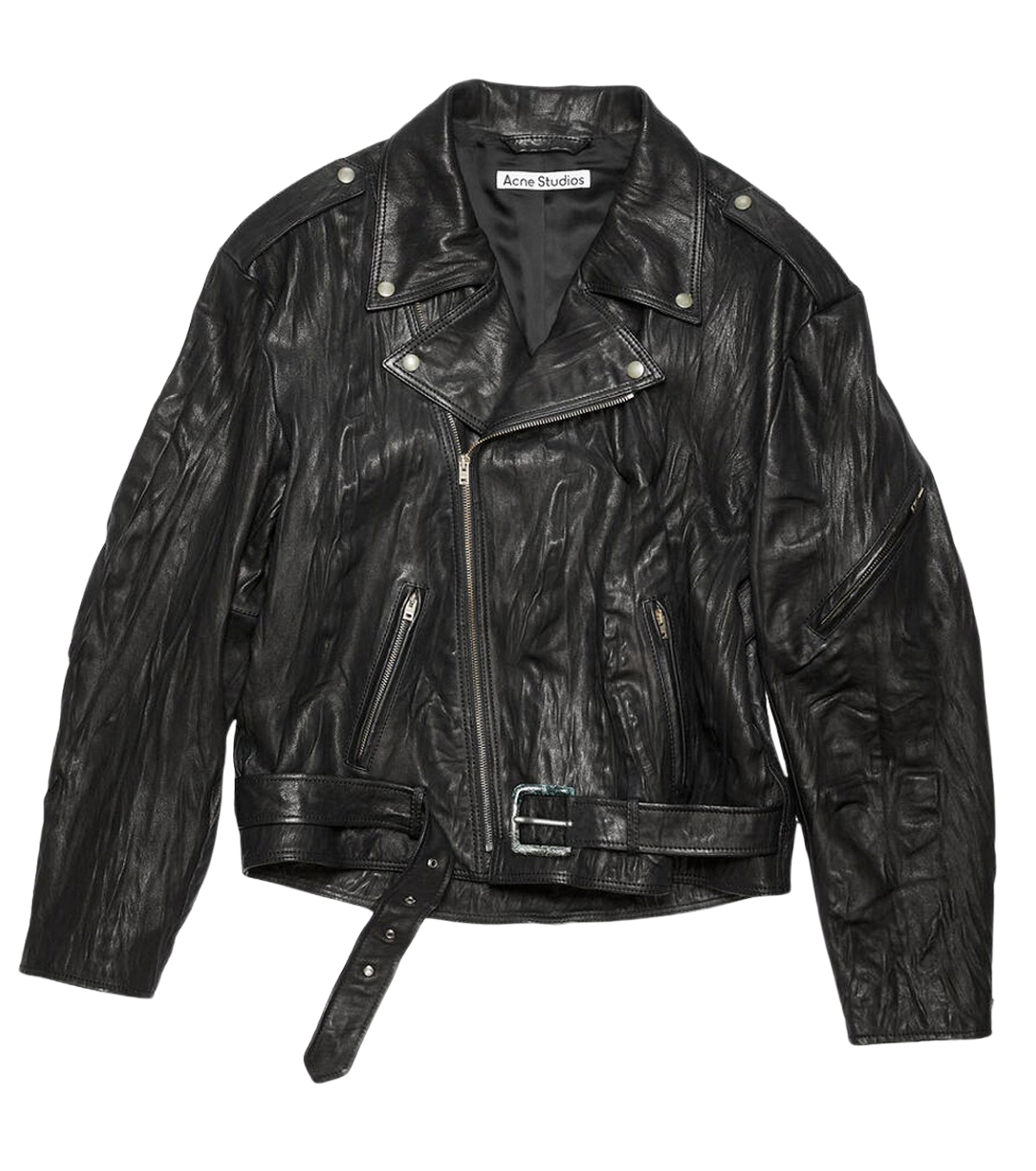Acne Studios Crinkled Leather Biker Jacket