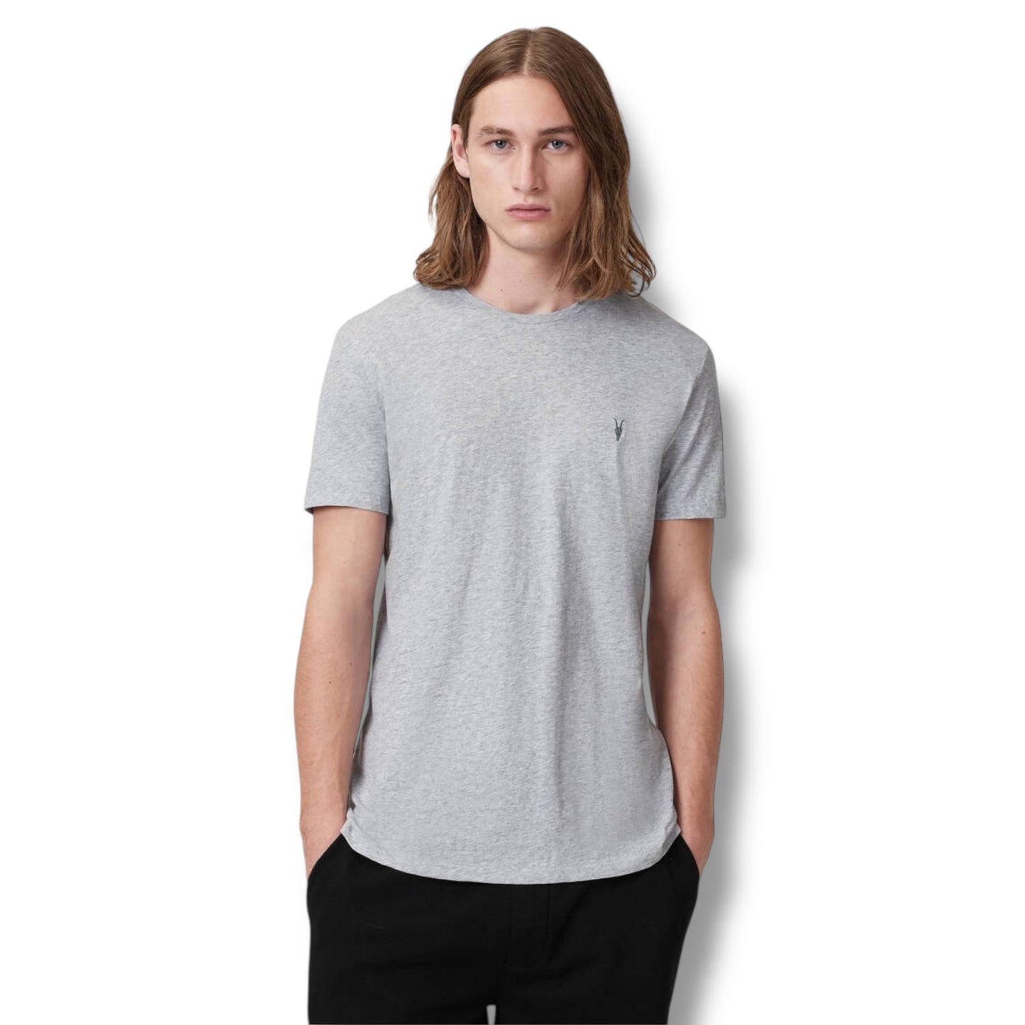 All Saints Brushed SS Brace T-Shirt Light Heather Grey