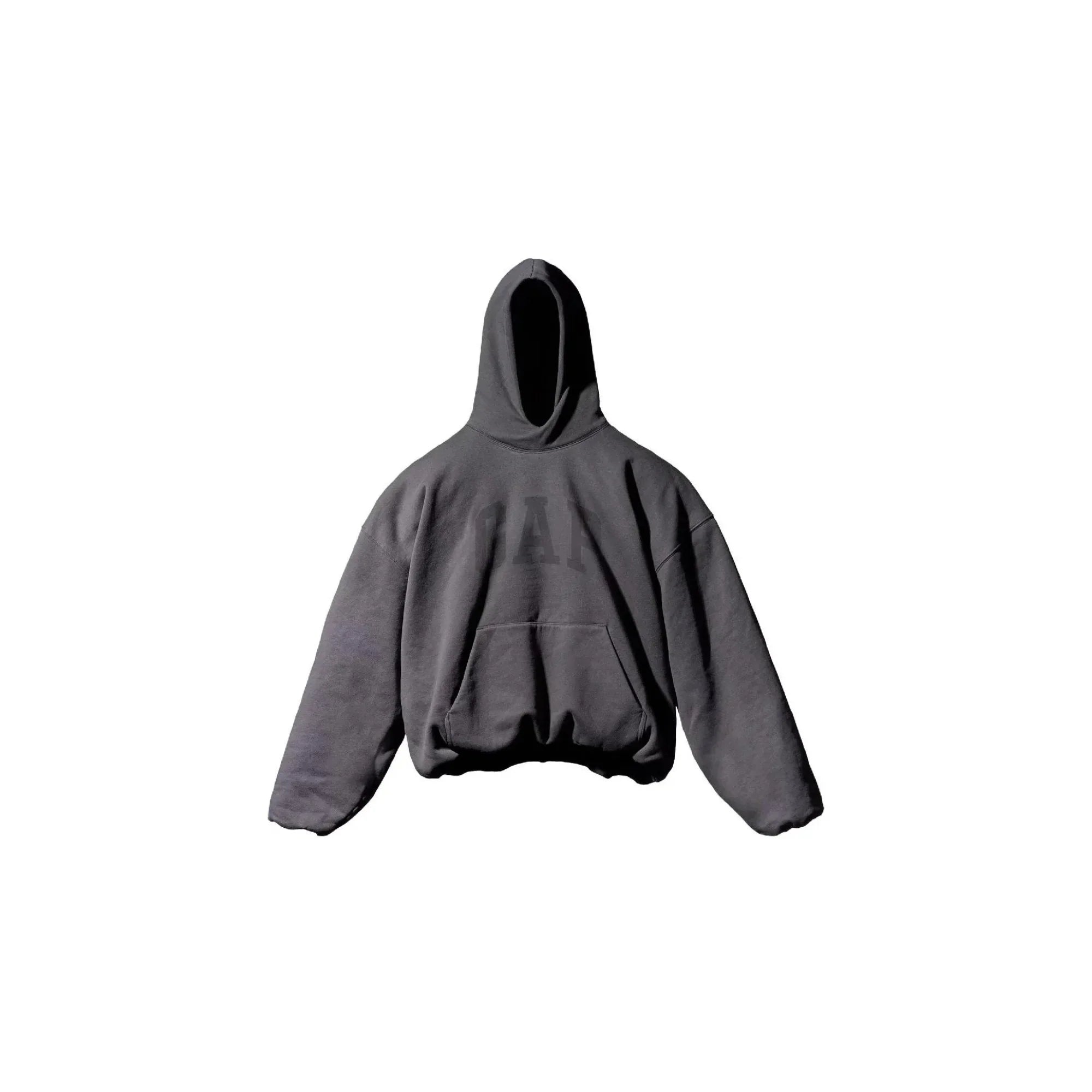 Gri renk, kapüşonlu GAP marka baskılı kadın oversize sweatshirt