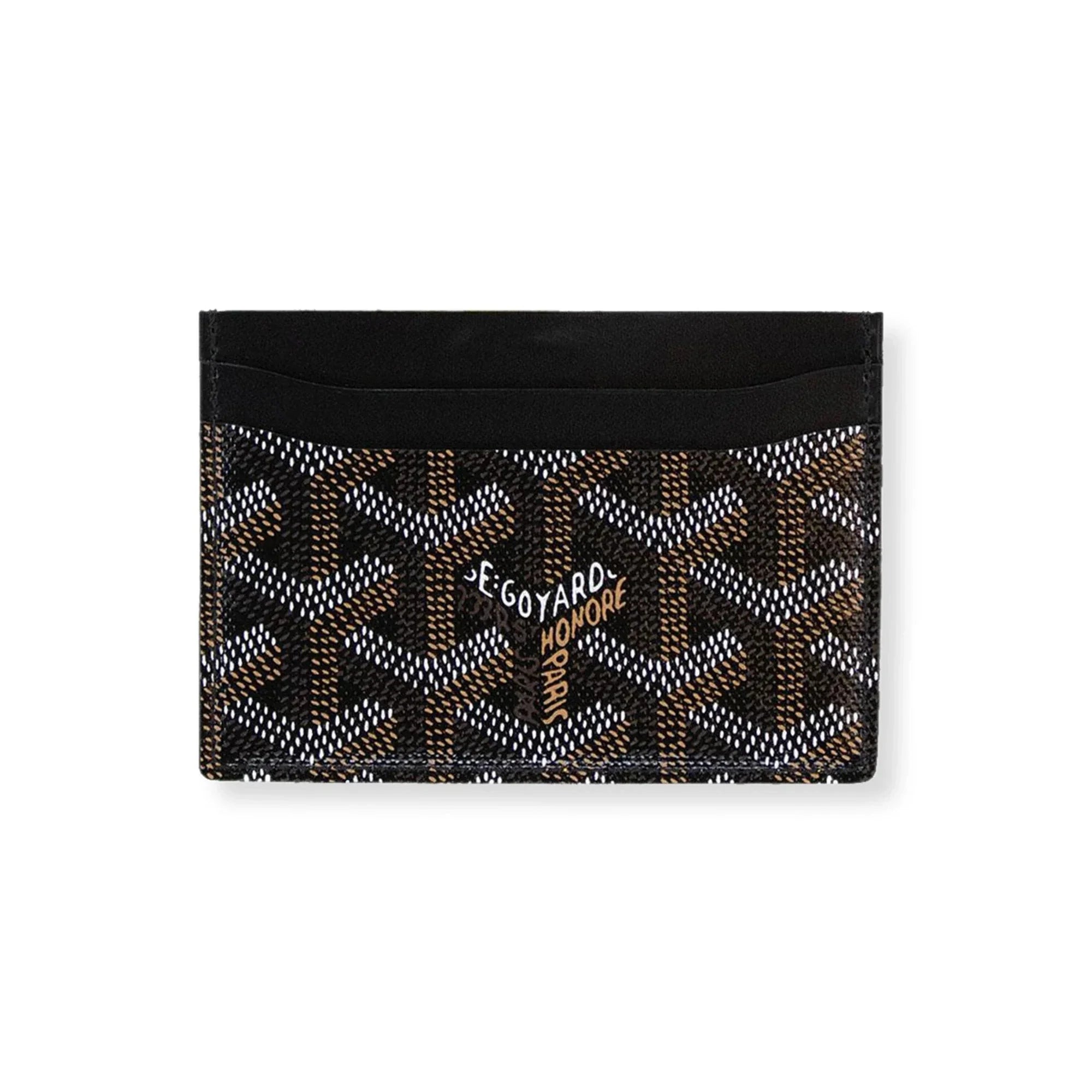 Goyard desenli siyah kahverengi kartlık, Paris Honore yazılı lüks aksesuar