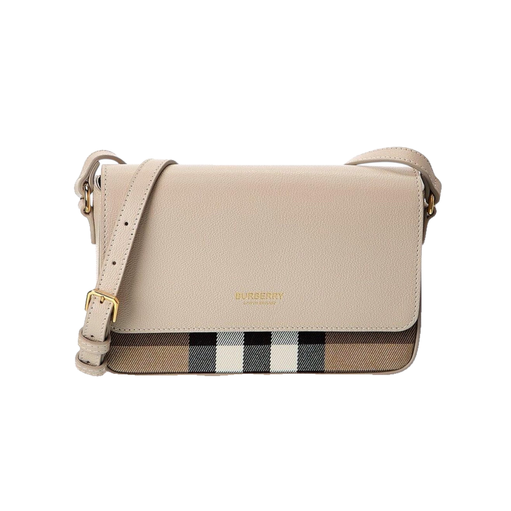 Burberry Natural Check Canvas & Leather Crossbody Bag
