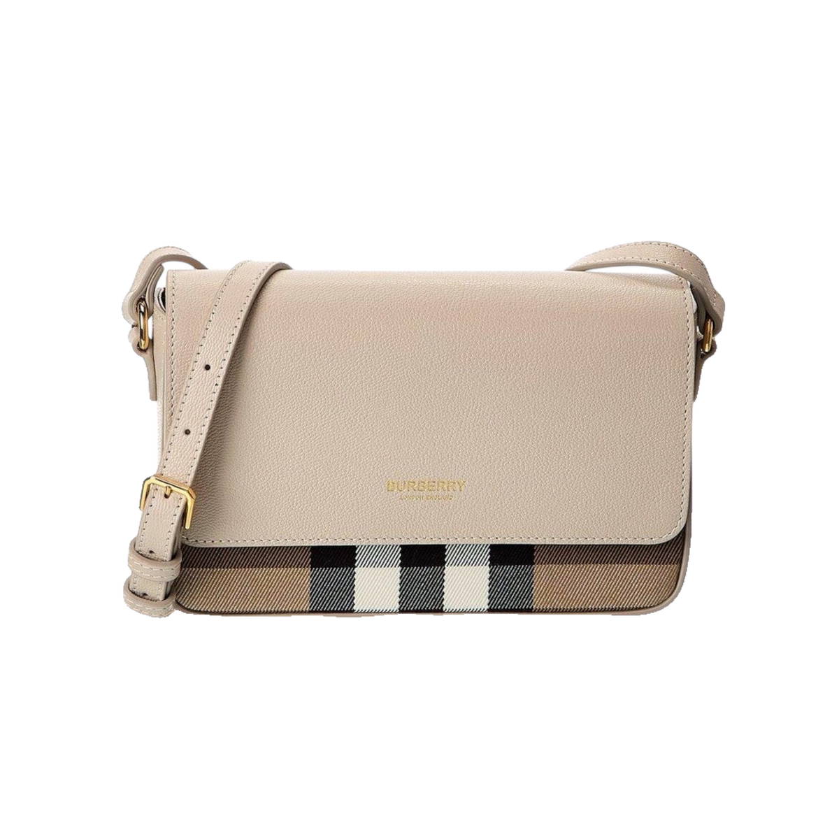 Burberry Natural Check Canvas & Leather Crossbody Bag