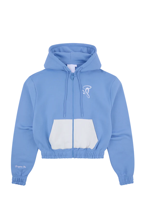 Syna World Blue White Crop Zip-Up