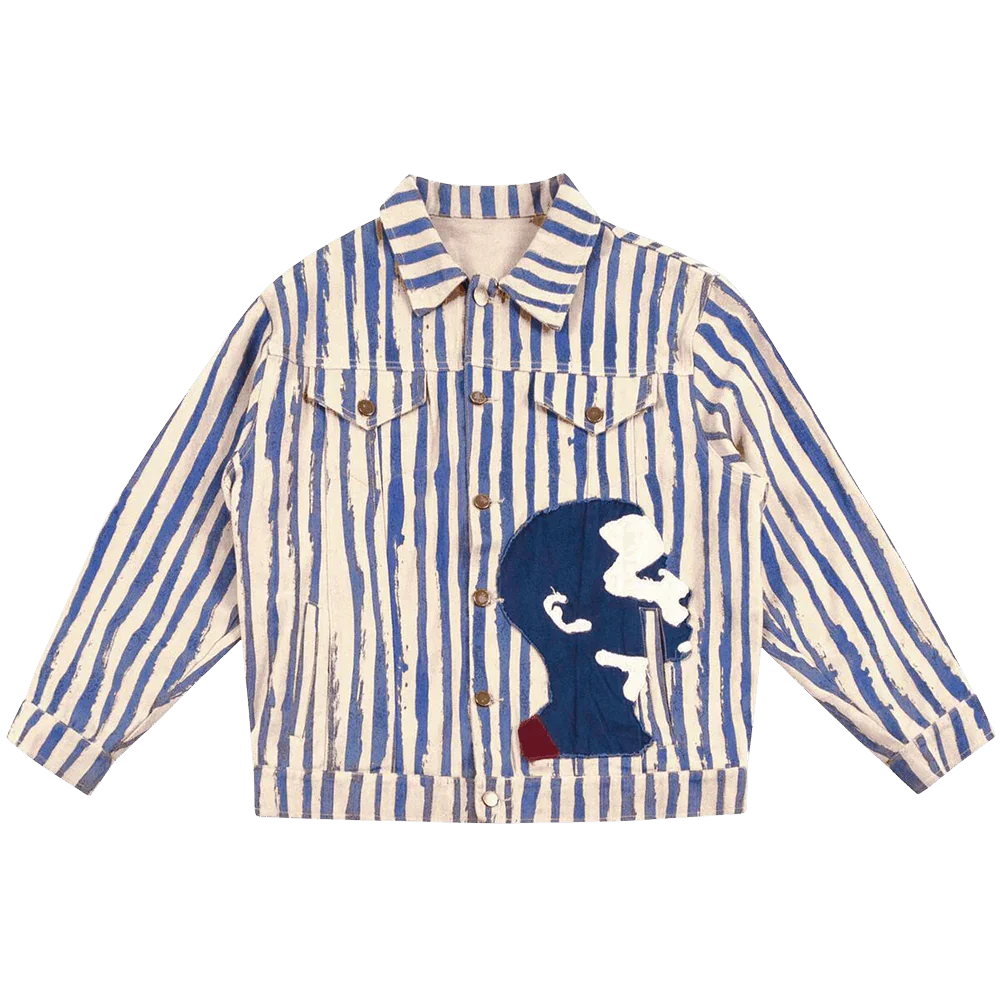 KidSuper Striped Face Denim Jacket