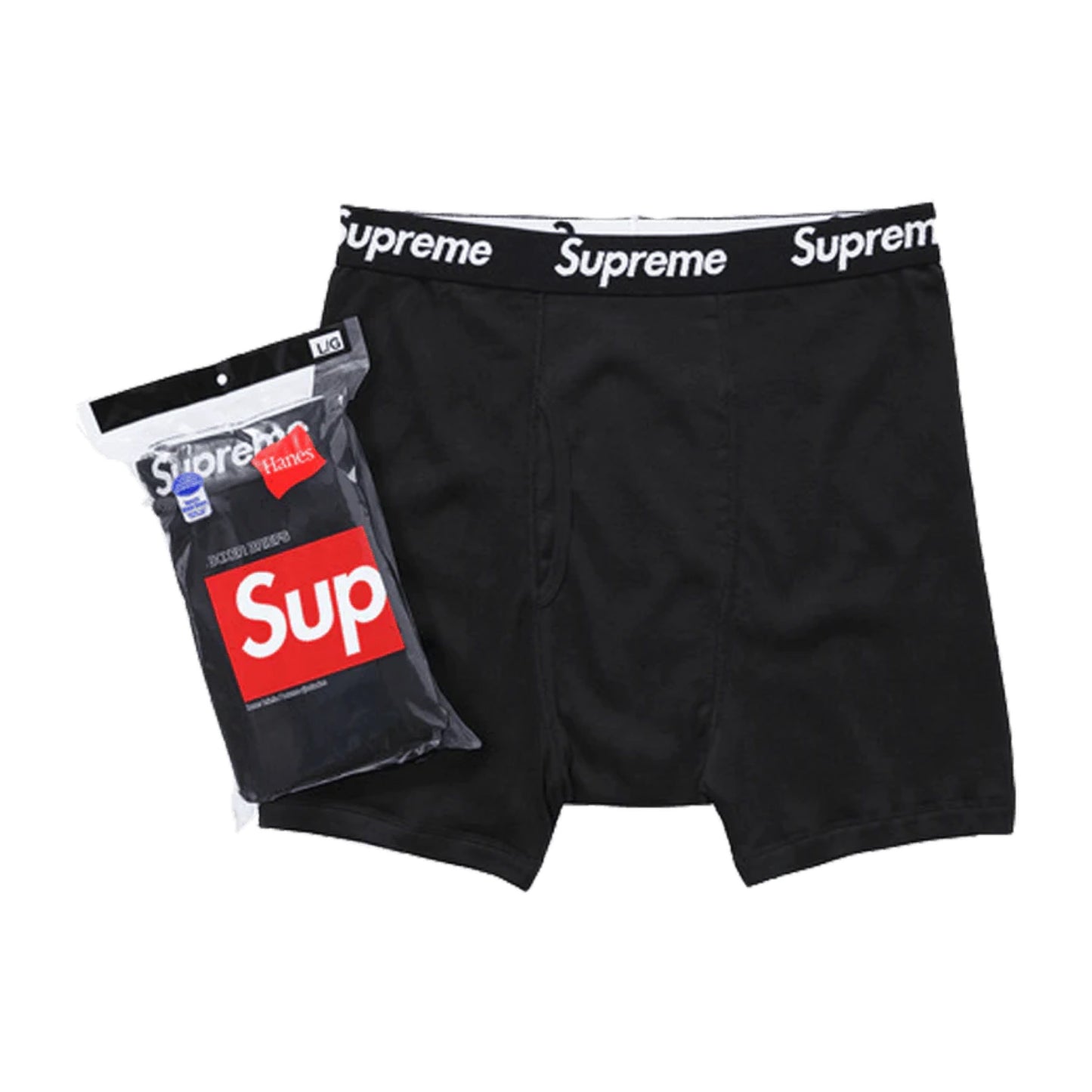 Supreme Hanes Boxer Briefs Black/White