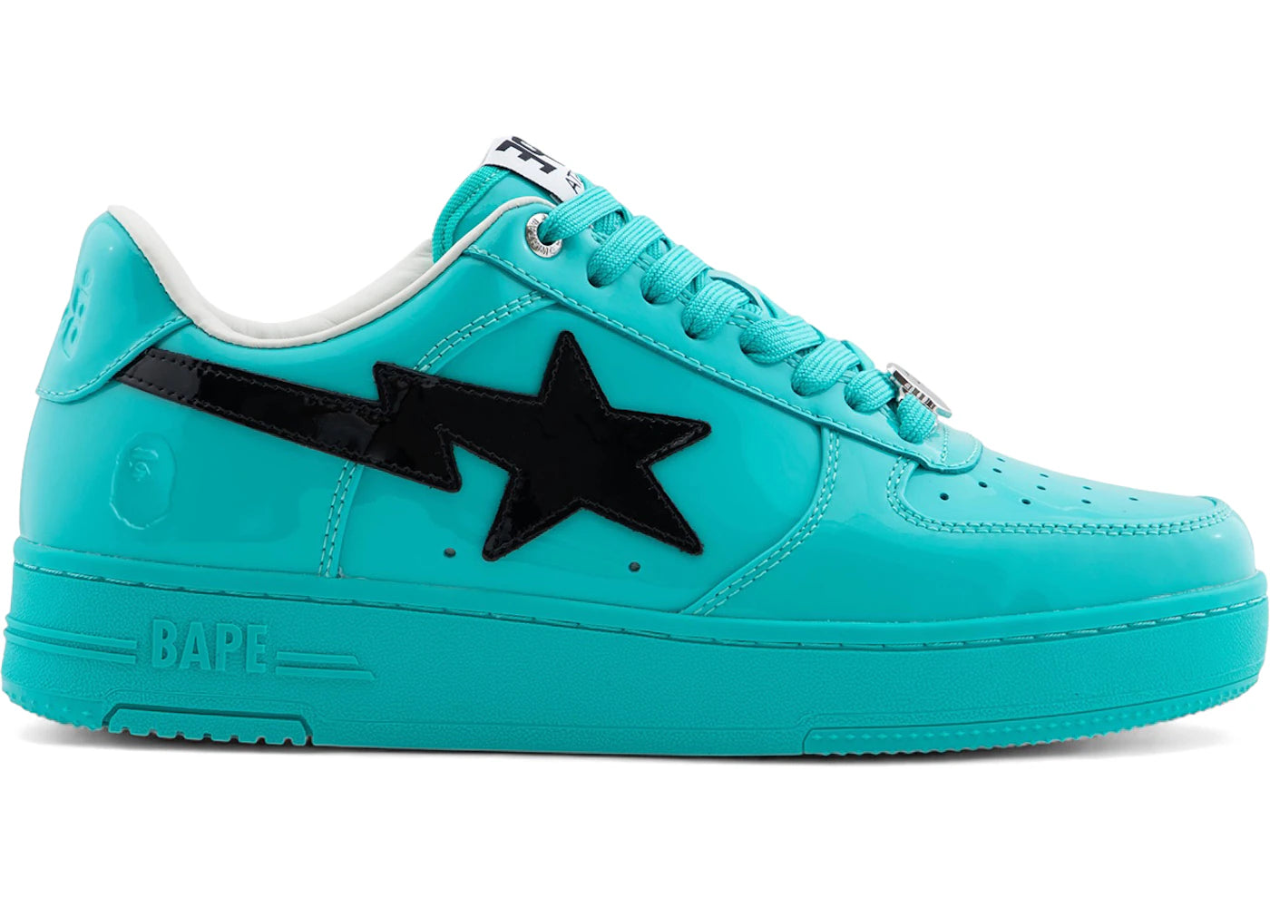 A Bathing Ape Bape Sta #1 Turquoise Blue Black Patent Leather