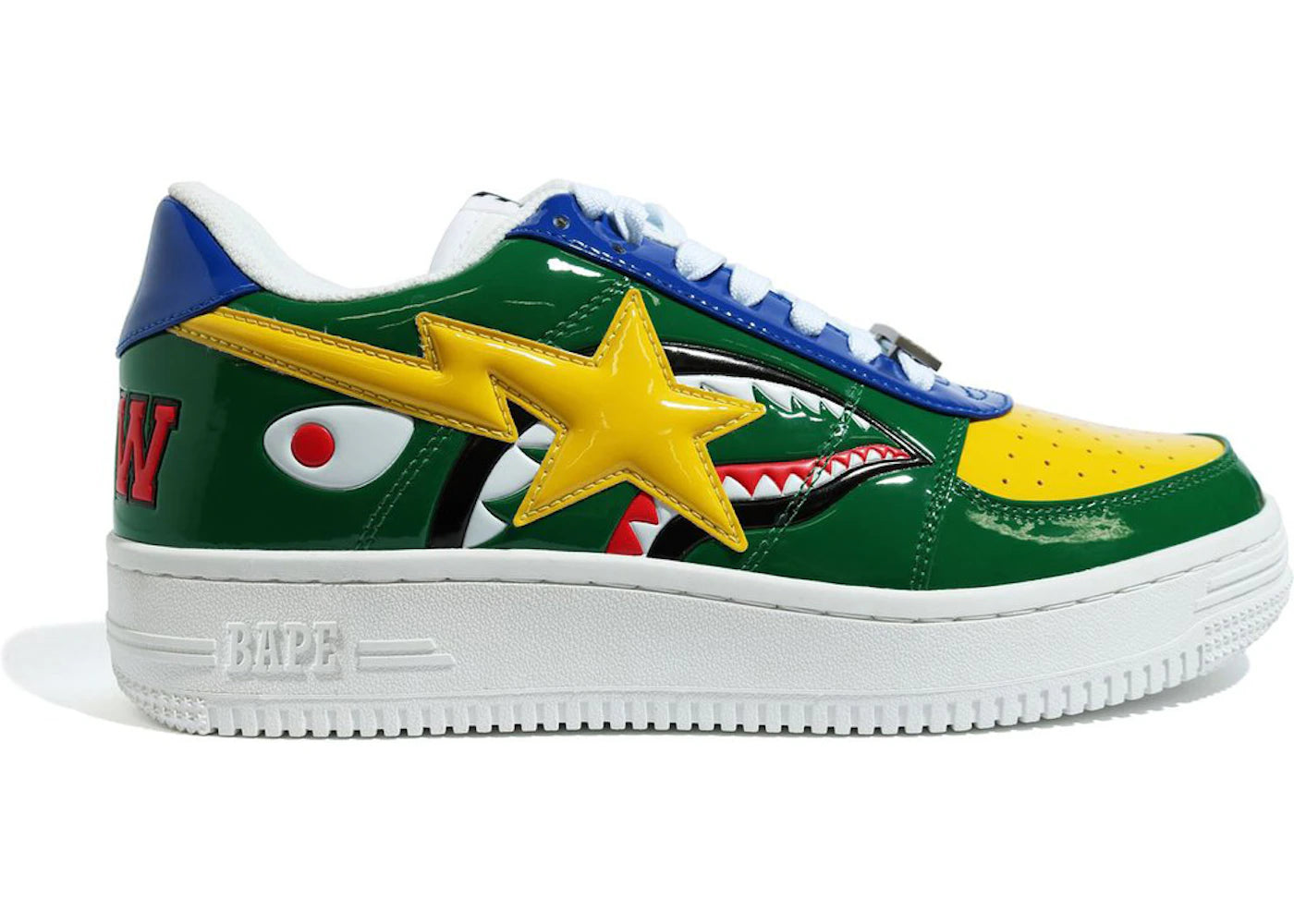 A Bathing Ape Bape Sta Low M2 20th Anniversary Patent Green Shark