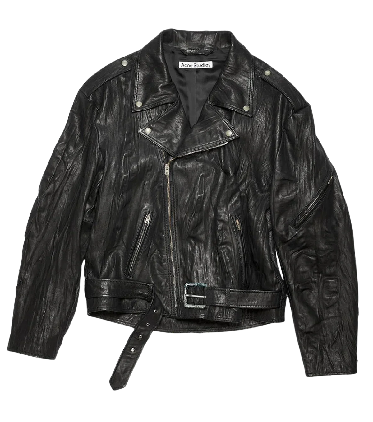 Acne Studios Crinkled Leather Biker Jacket