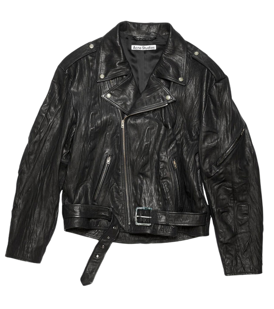 Acne Studios Crinkled Leather Biker Jacket