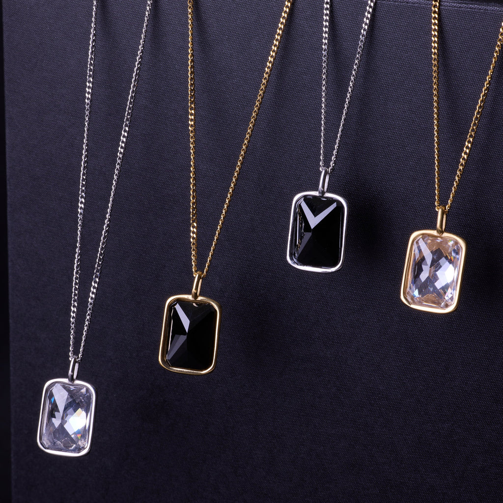 Gümüş Kaplama Çelik Beyaz Zirkon Taşlı Kolye