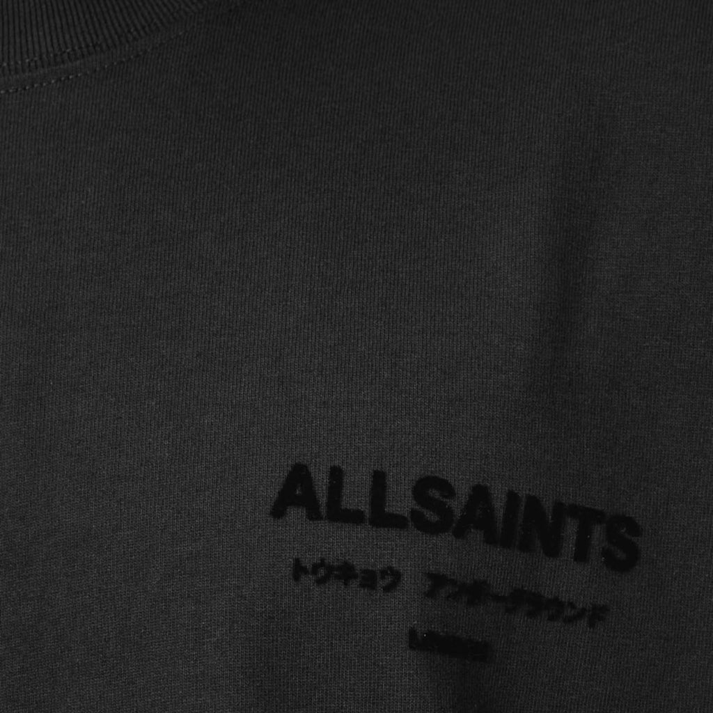 Allsaints Xander Flocked Print Logo Tee Black