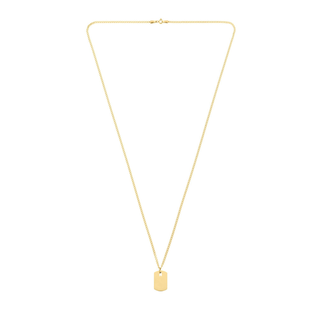 Altın Kaplama Çelik Büyük Plaka Kolye