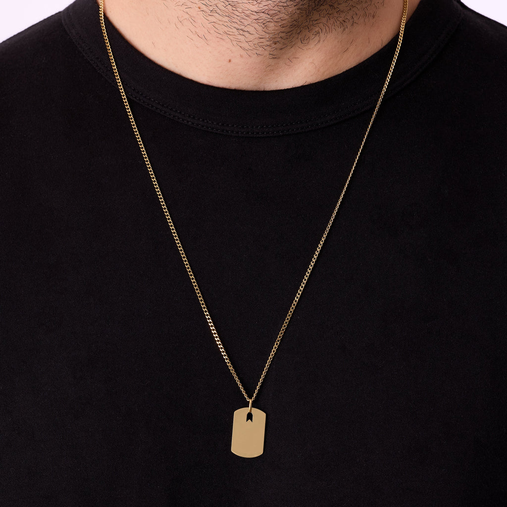 Altın Kaplama Çelik Büyük Plaka Kolye