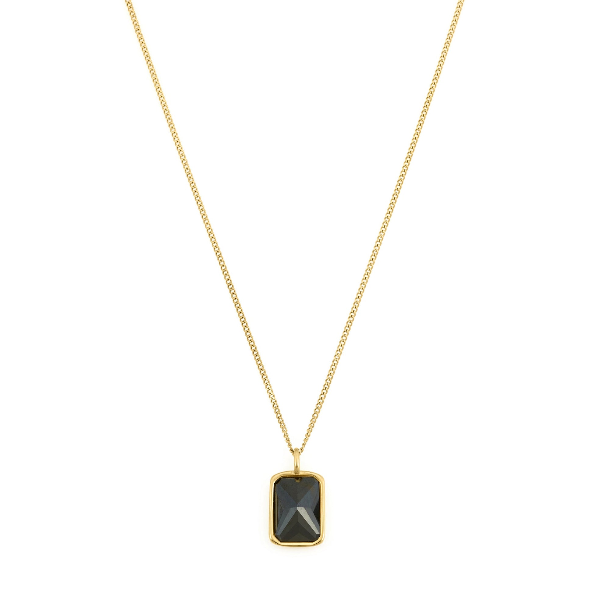 Altın Kaplama Çelik Siyah Zirkon Taşlı Kolye