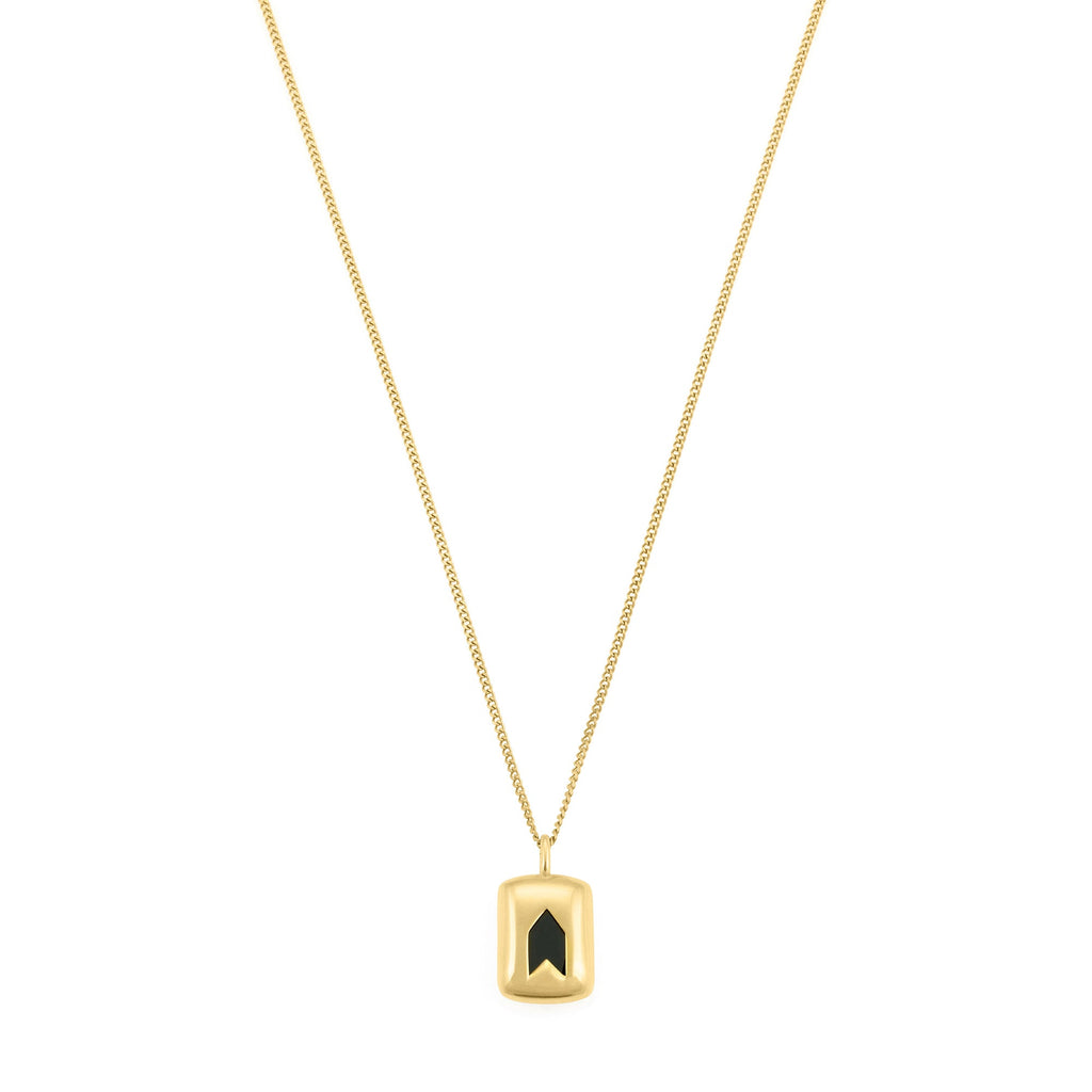 Altın Kaplama Çelik Siyah Zirkon Taşlı Kolye