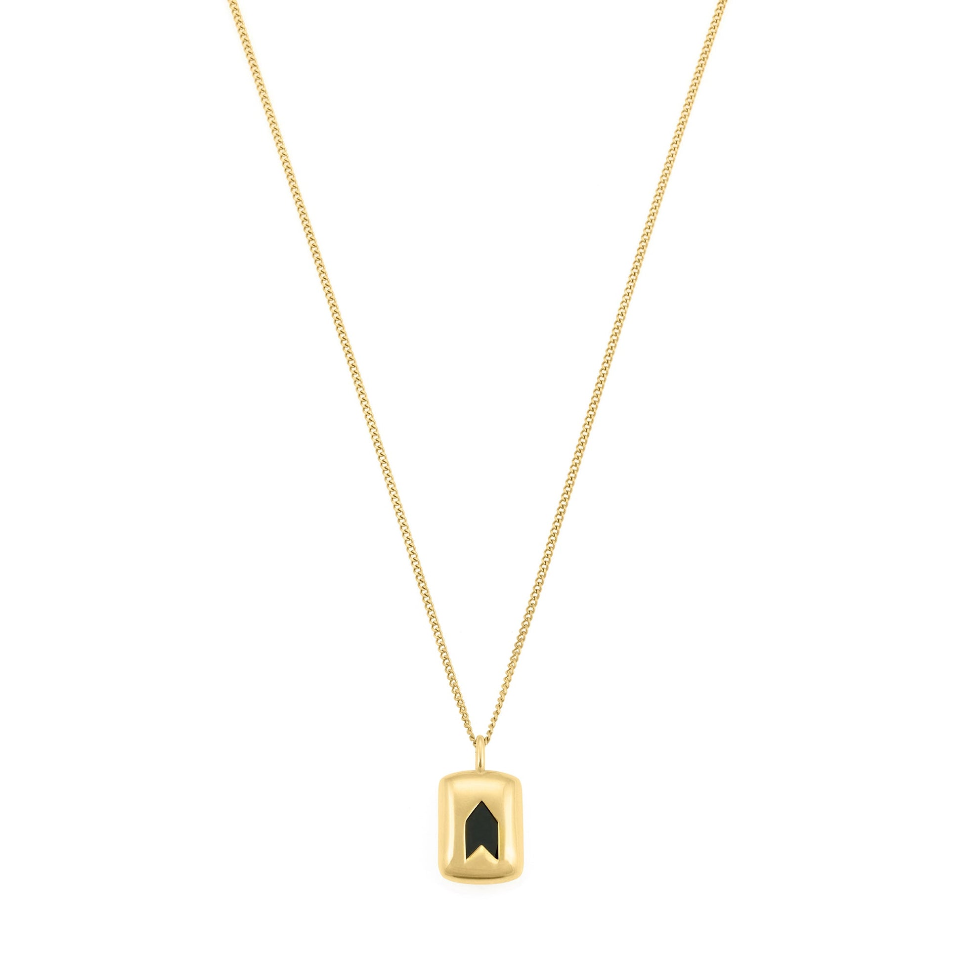 Altın Kaplama Çelik Siyah Zirkon Taşlı Kolye