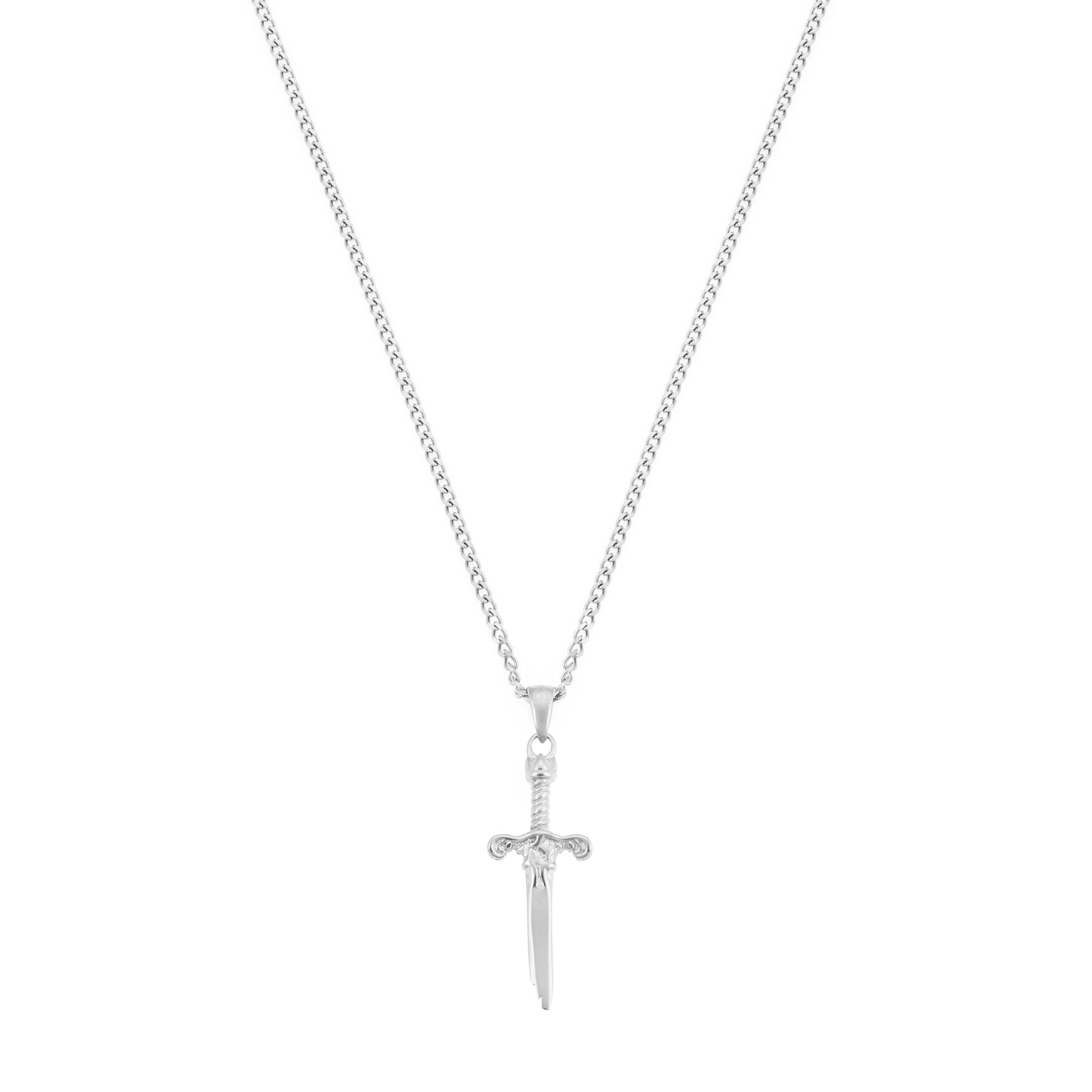 Gümüş Kaplama Çelik Kırık Kılıç Kolye