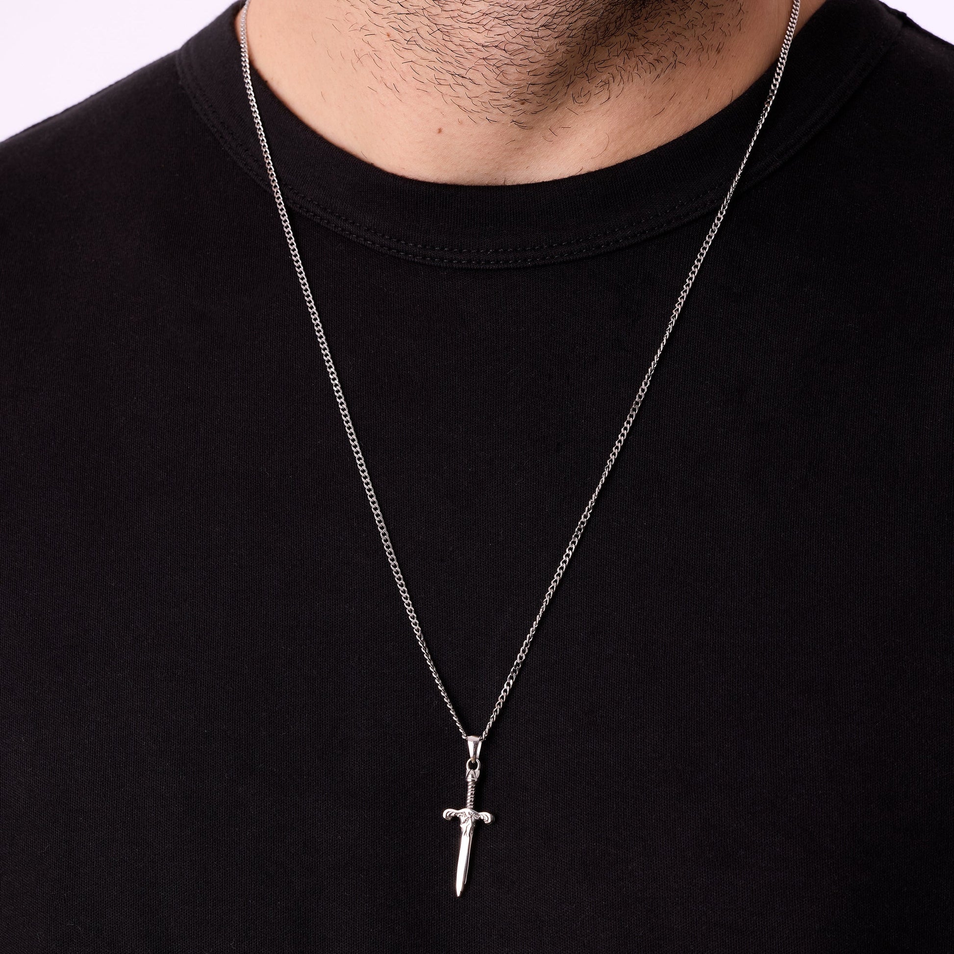 Gümüş Kaplama Çelik Kırık Kılıç Kolye