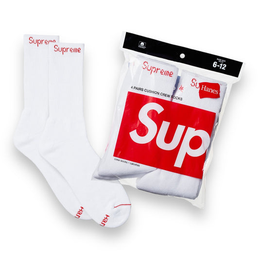 Supreme/Hanes Crew Socks White (4IN1PACK)