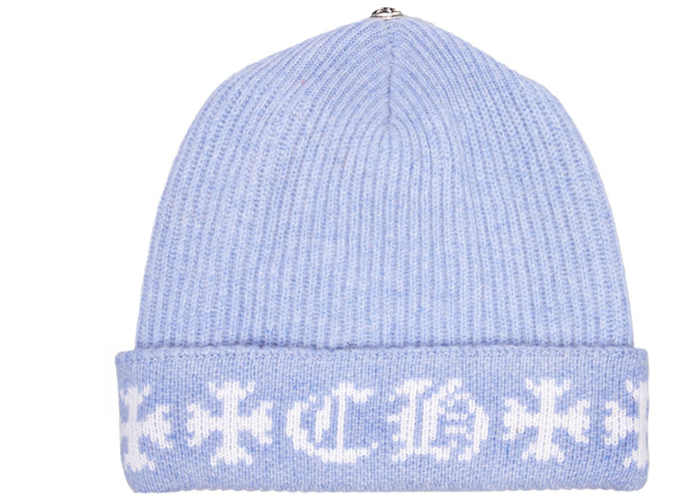 Chrome Hearts Big Daddy Cashmere Beanie Light Blue/White