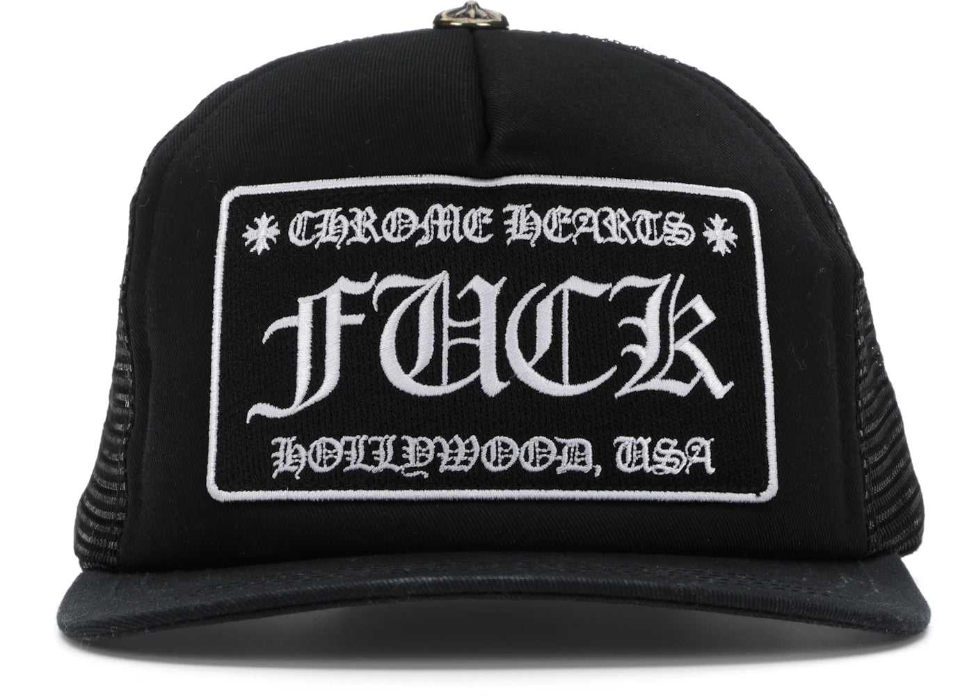 Chrome Hearts FUCK Hollywood Trucker Hat Black/Black