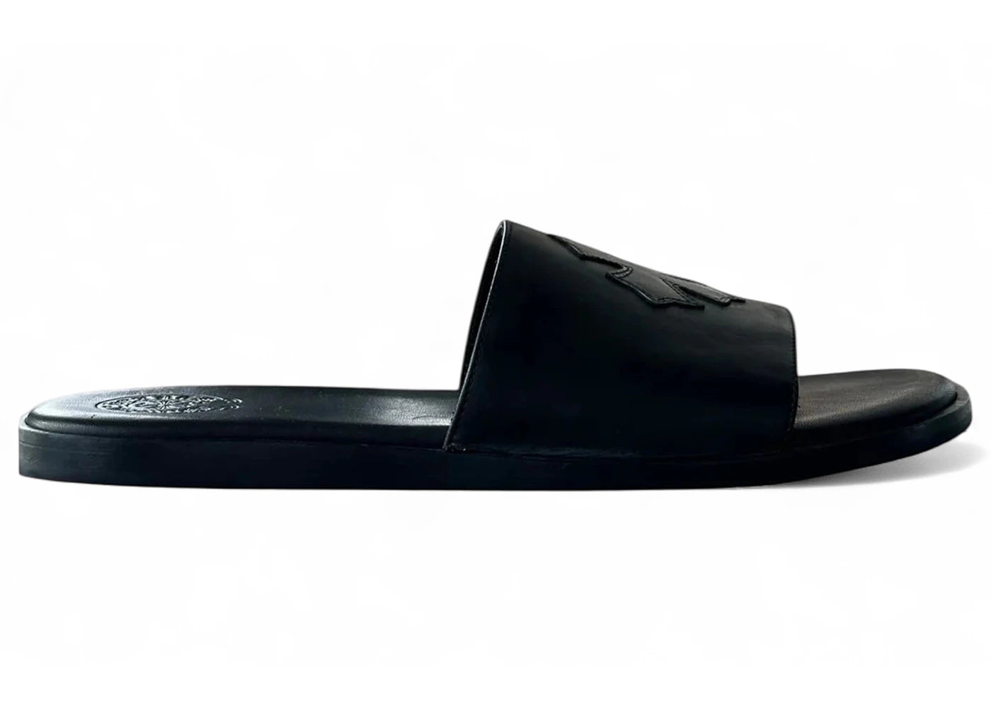 Chrome Hearts Leather Slides Black