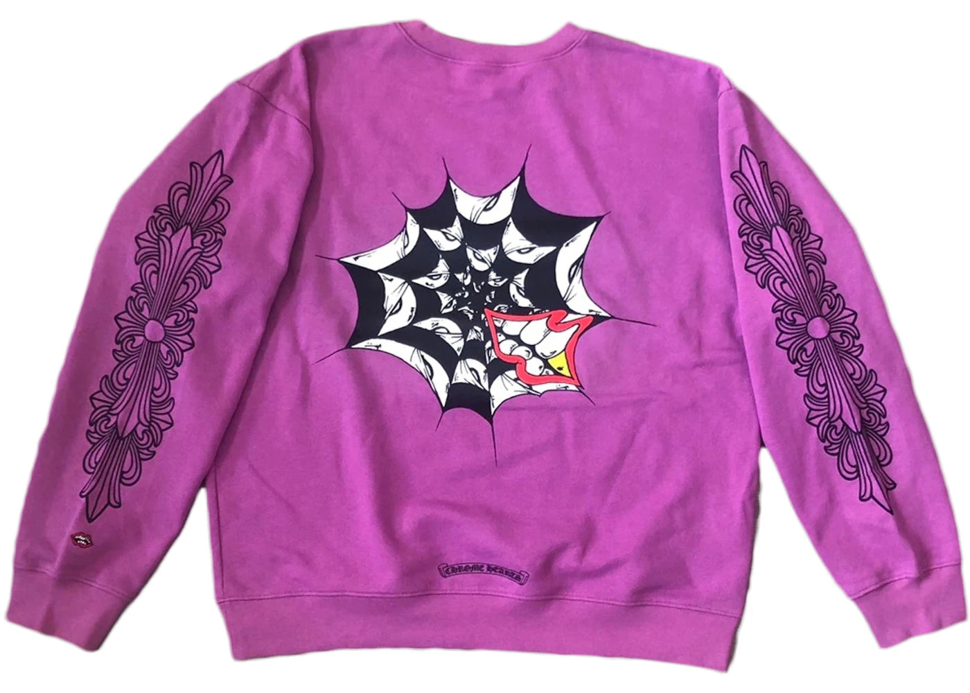 Chrome Hearts Matty Boy Spider Web Crewneck Sweatshirt Purple