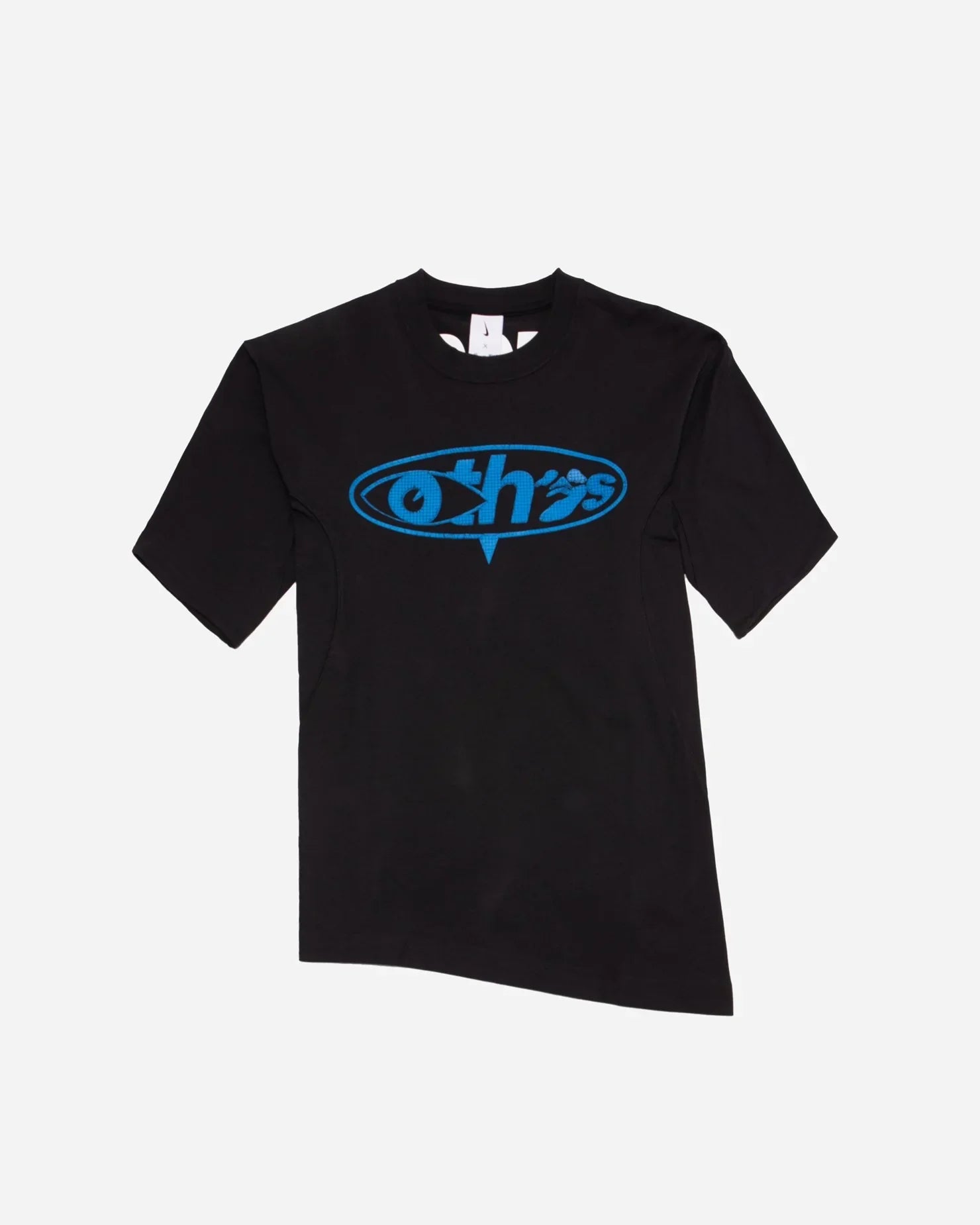Siyah temel tişört, mavi otth's marka logosu önde, kısa kollu rahat tasarım