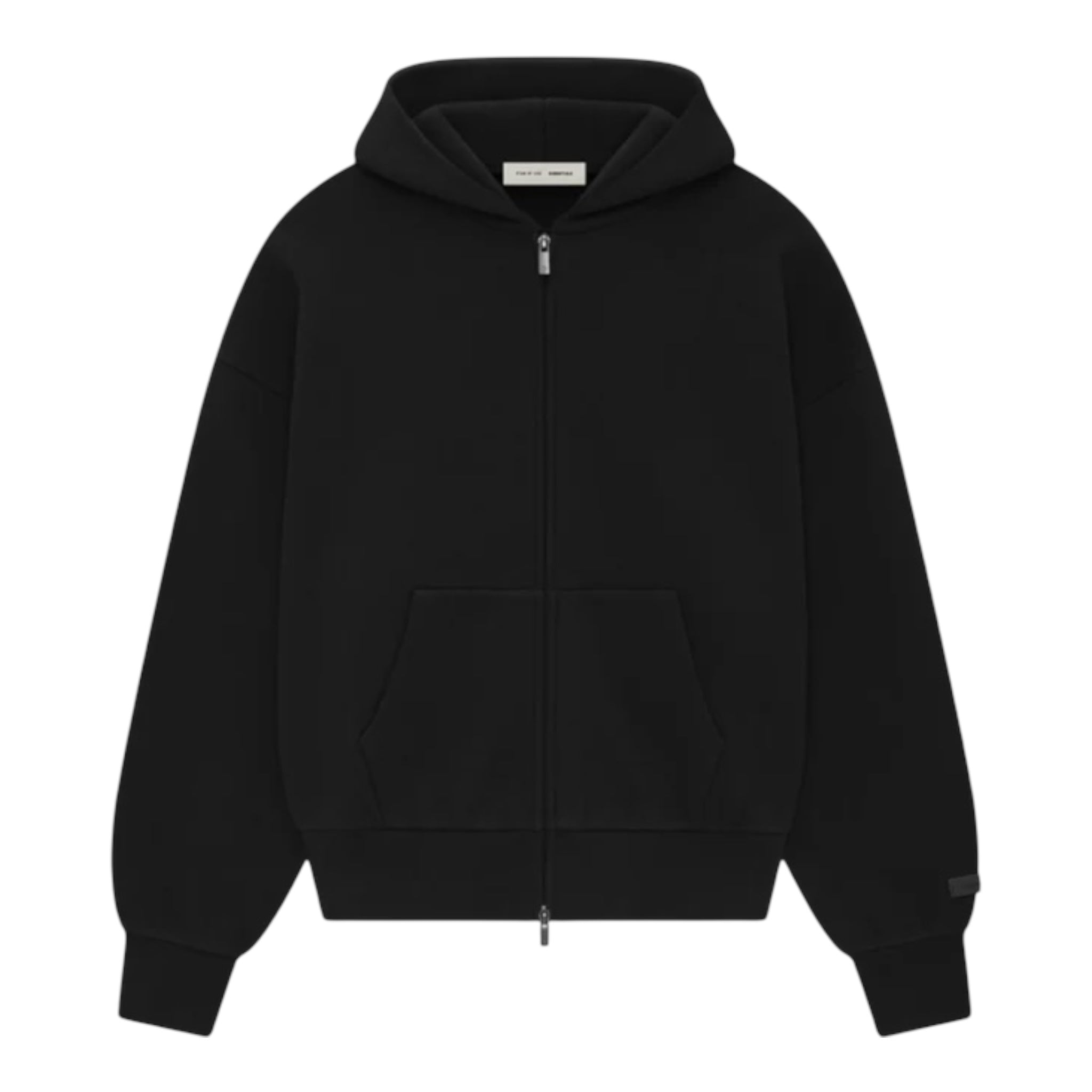Fear Of God Essentials Classic Fleece Jet Black Zip-Up Hoodie (SS25)