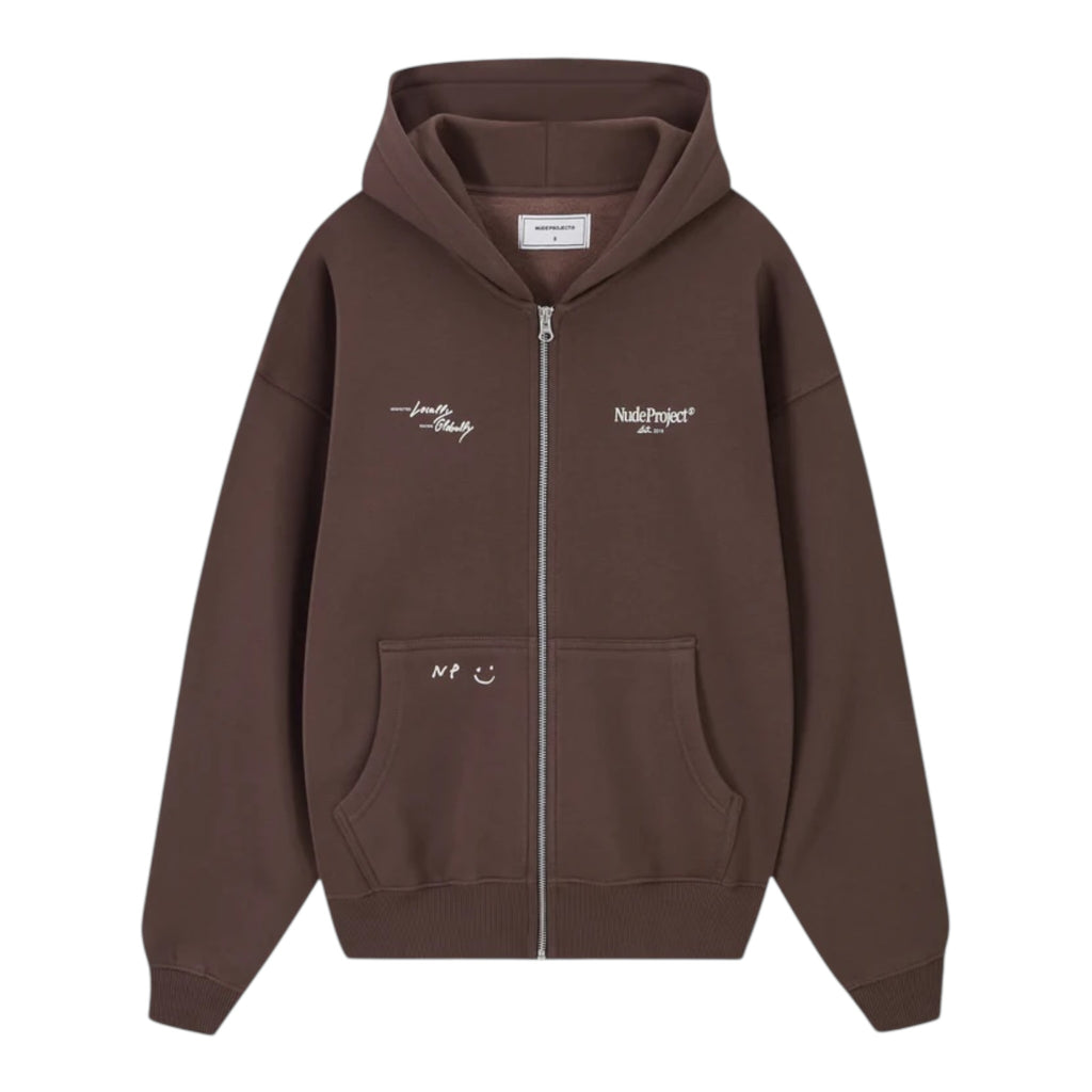 Nude Project Global Soon Zip-Up Hoodie Brown