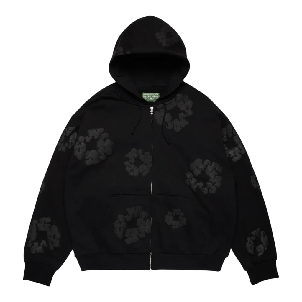Denim Tears Mono Cotton Wreath Zip Hoodie Black