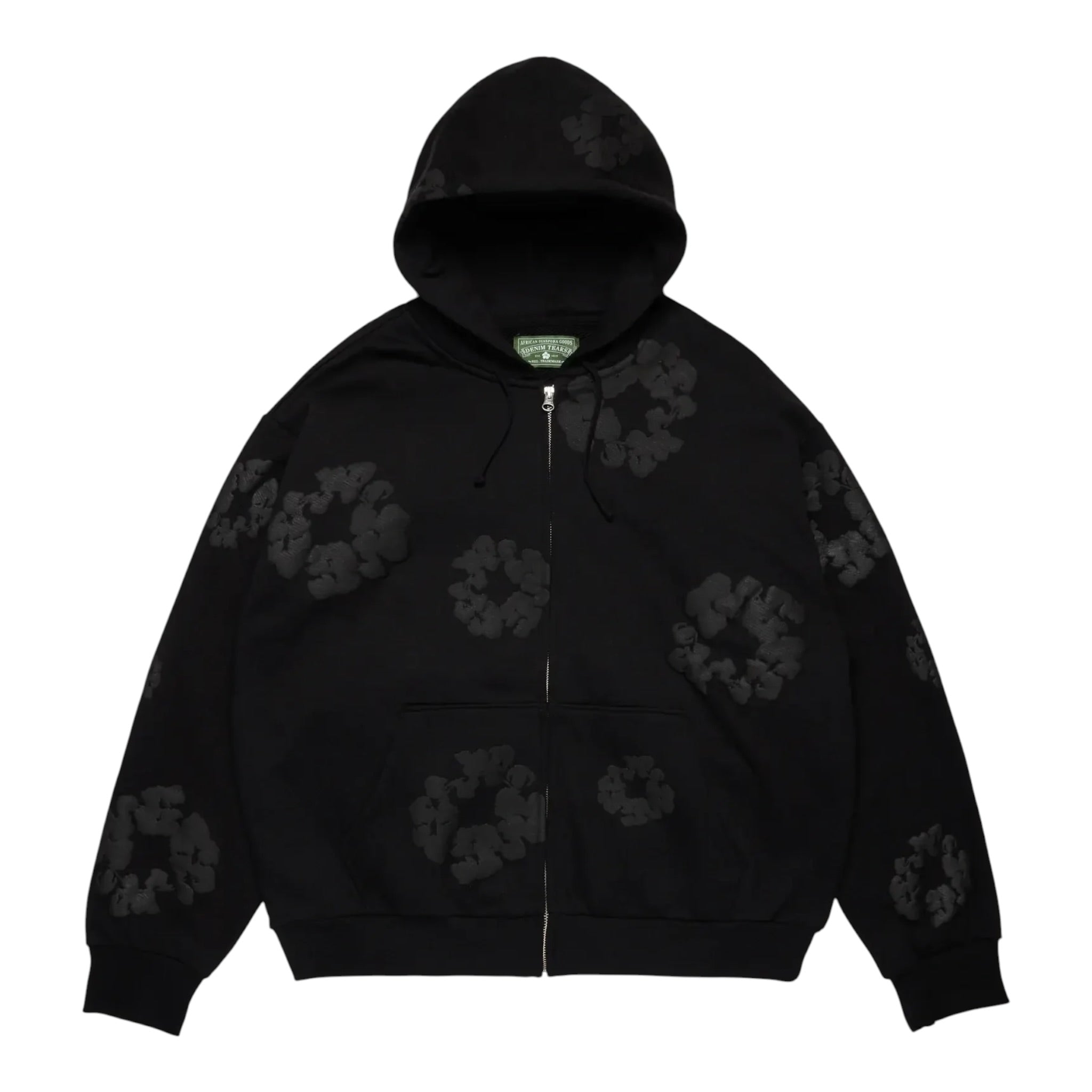 Denim Tears Mono Cotton Wreath Zip Hoodie Black