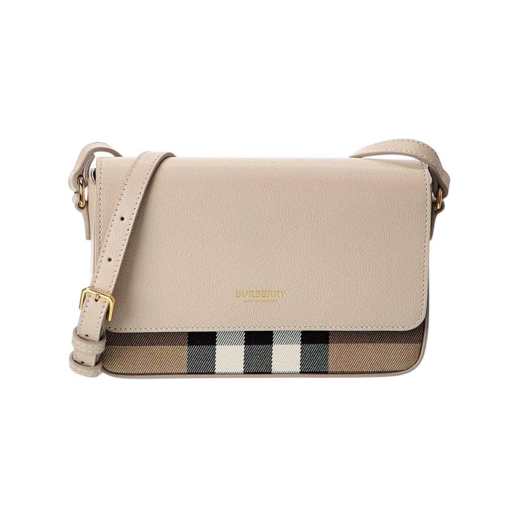 Burberry Natural Check Canvas & Leather Crossbody Bag