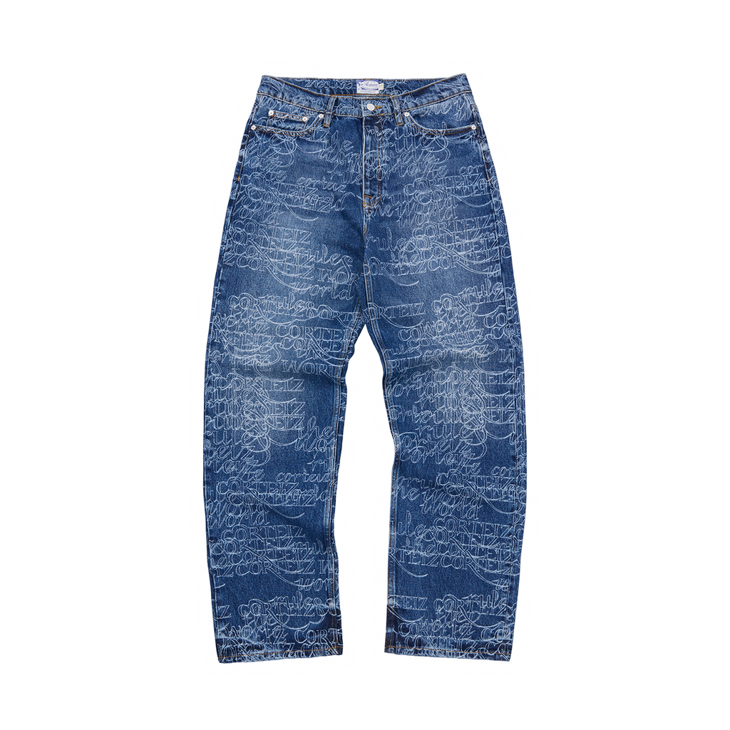 Corteiz Handwritten Denim Pant Midwash Indigo