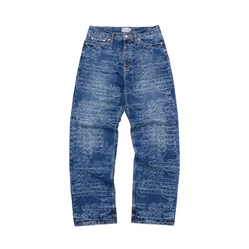 Corteiz Handwritten Denim Pant Midwash Indigo