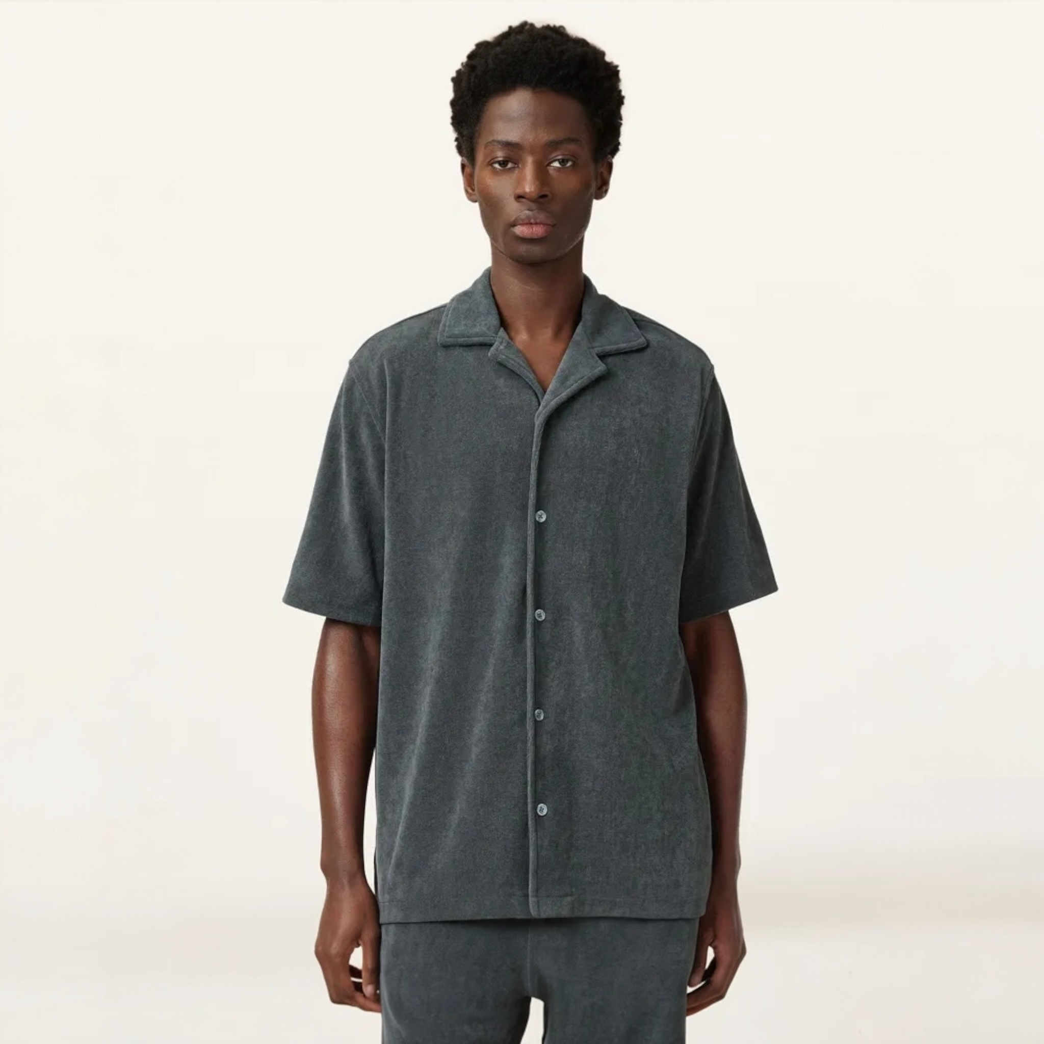 Allsaints Felix Relaxed Towel Short Sleeve Ramskull Shirt Pitched Blue