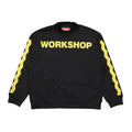 Siyah 032c marka sarı Workshop yazılı ve kollarında dalga desenli sweatshirt