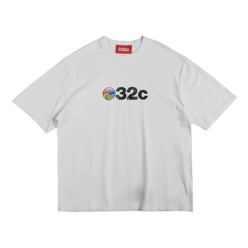 Beyaz 032c marka renkli logo baskılı kadın erkek tişört