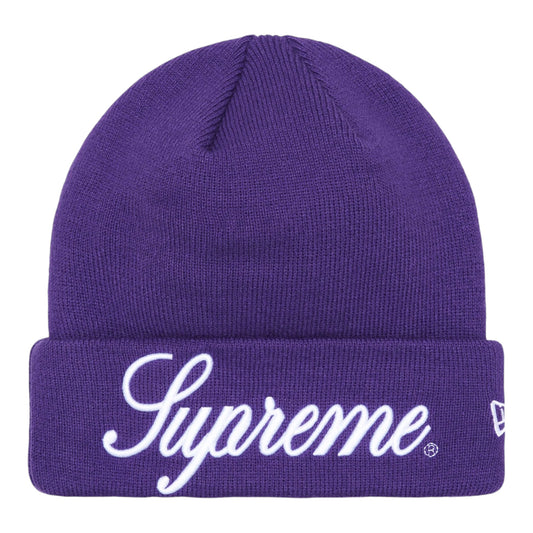 Supreme New Era Script Logo Purple Beanie