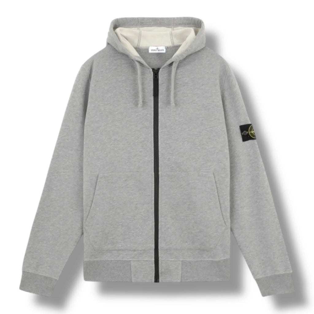 Stone Island Organic Cotton Grey Zip Hoodie