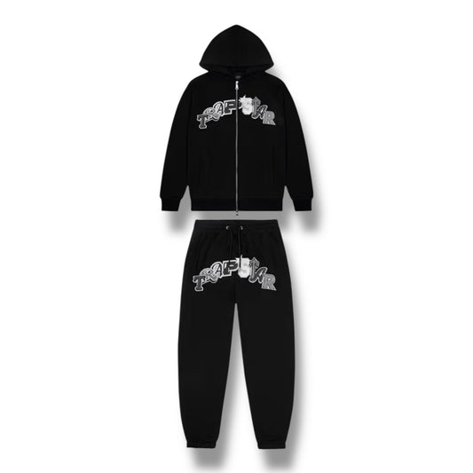 Trapstar Wildcard Chenille Hoodie Tracksuit Black Monochrome Edition