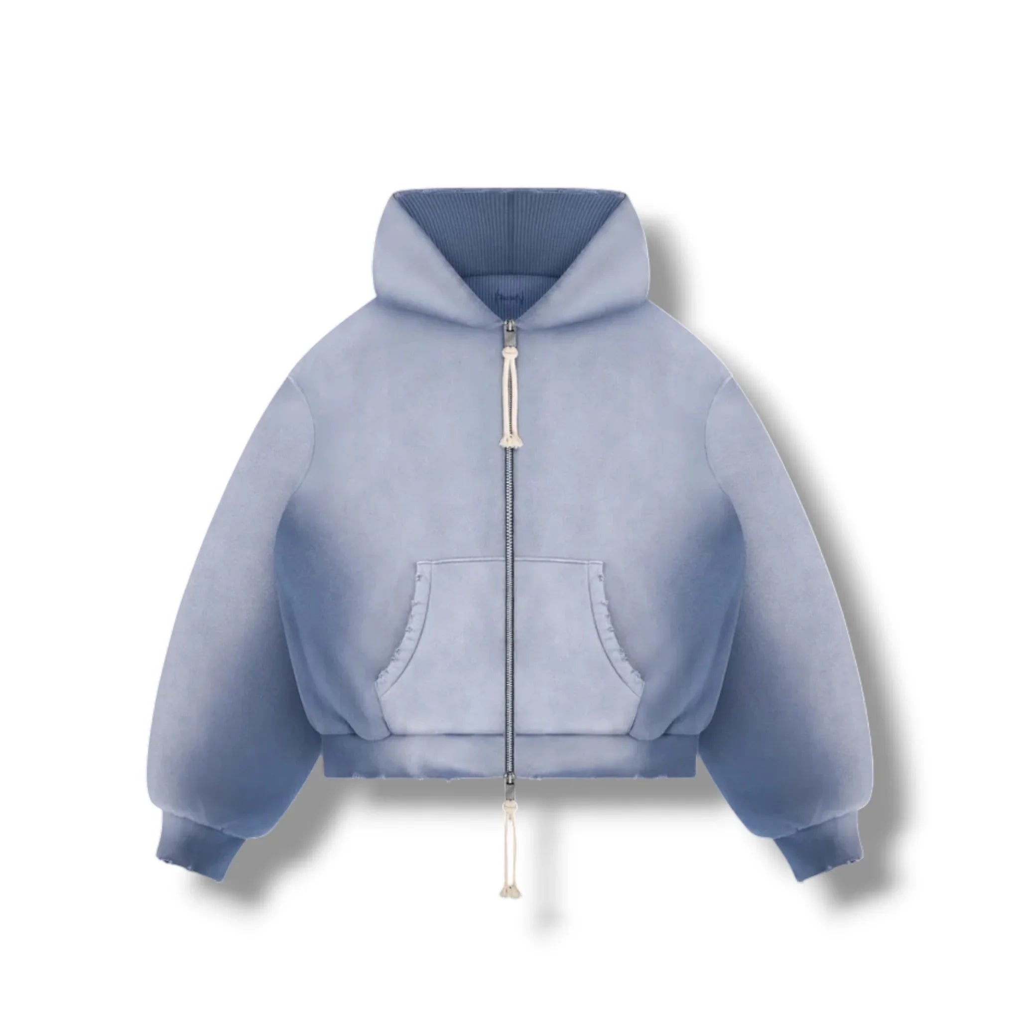 Reaven Double Layer Waffle Hoodie Washed Blue