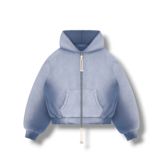 Reaven Double Layer Waffle Hoodie Washed Blue