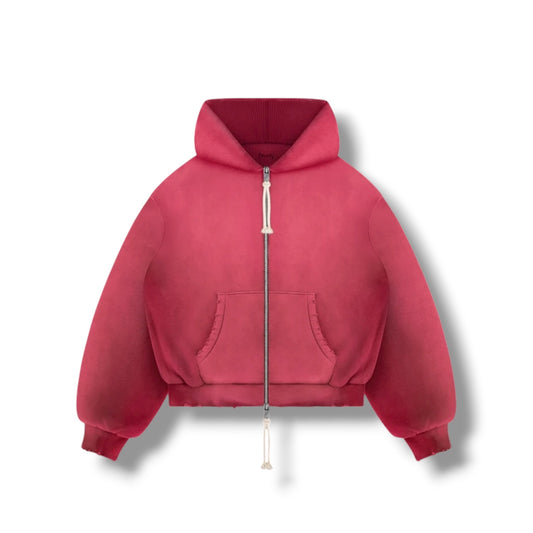Reaven Double Layer Waffle Hoodie Washed Red