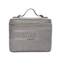 Christian Dior Canvas Embroidered Cannage Diortravel Vanity Case Grey