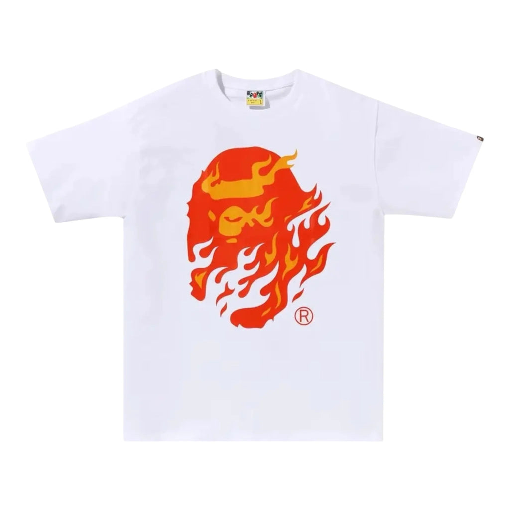 BAPE Flame Ape Head Tee 'White/Red'