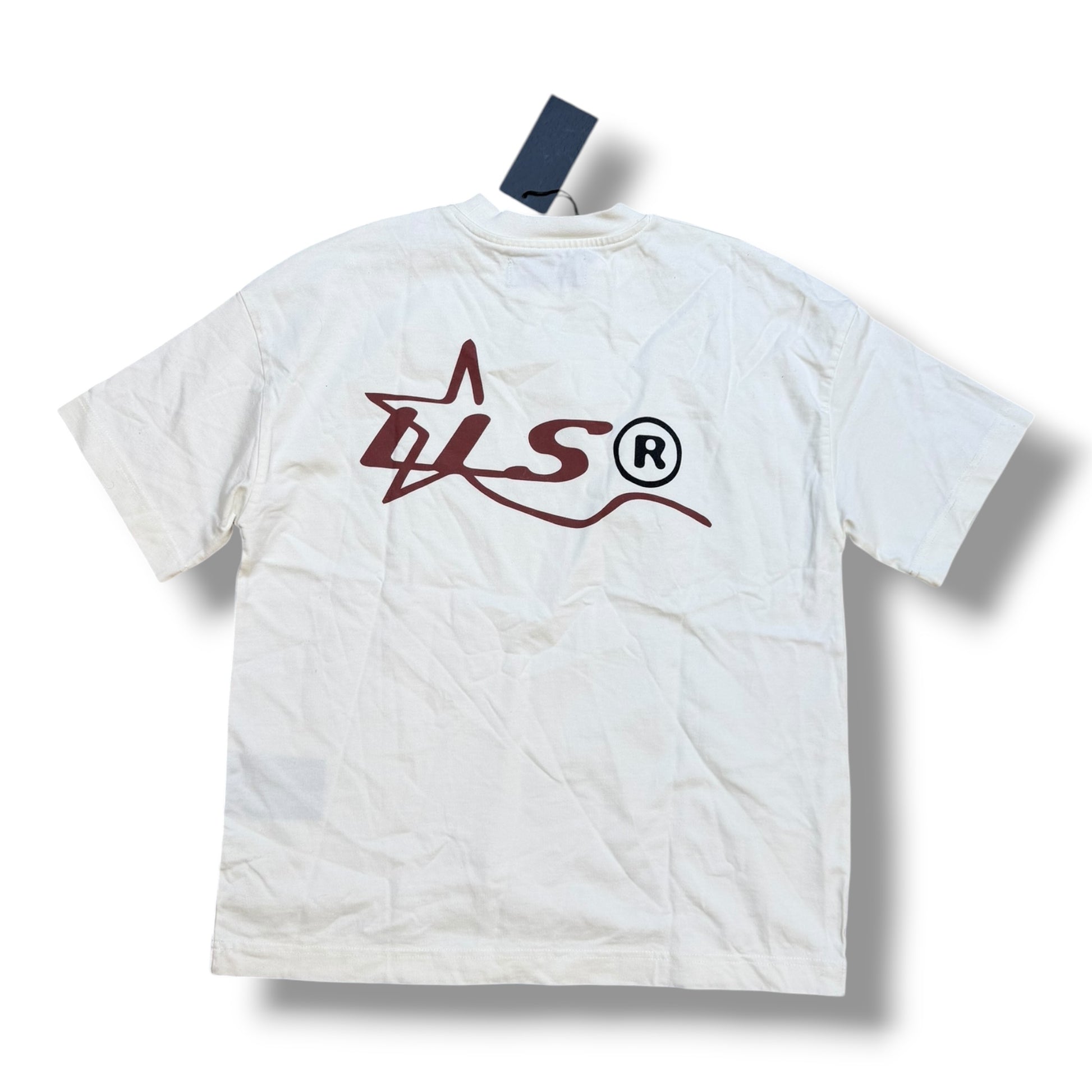 Low Lights T-Shirt Cream Burgundy Logo LLS *GARAGE SALE ALL SALES ARE FINAL RETURN NO ACCEPTED*