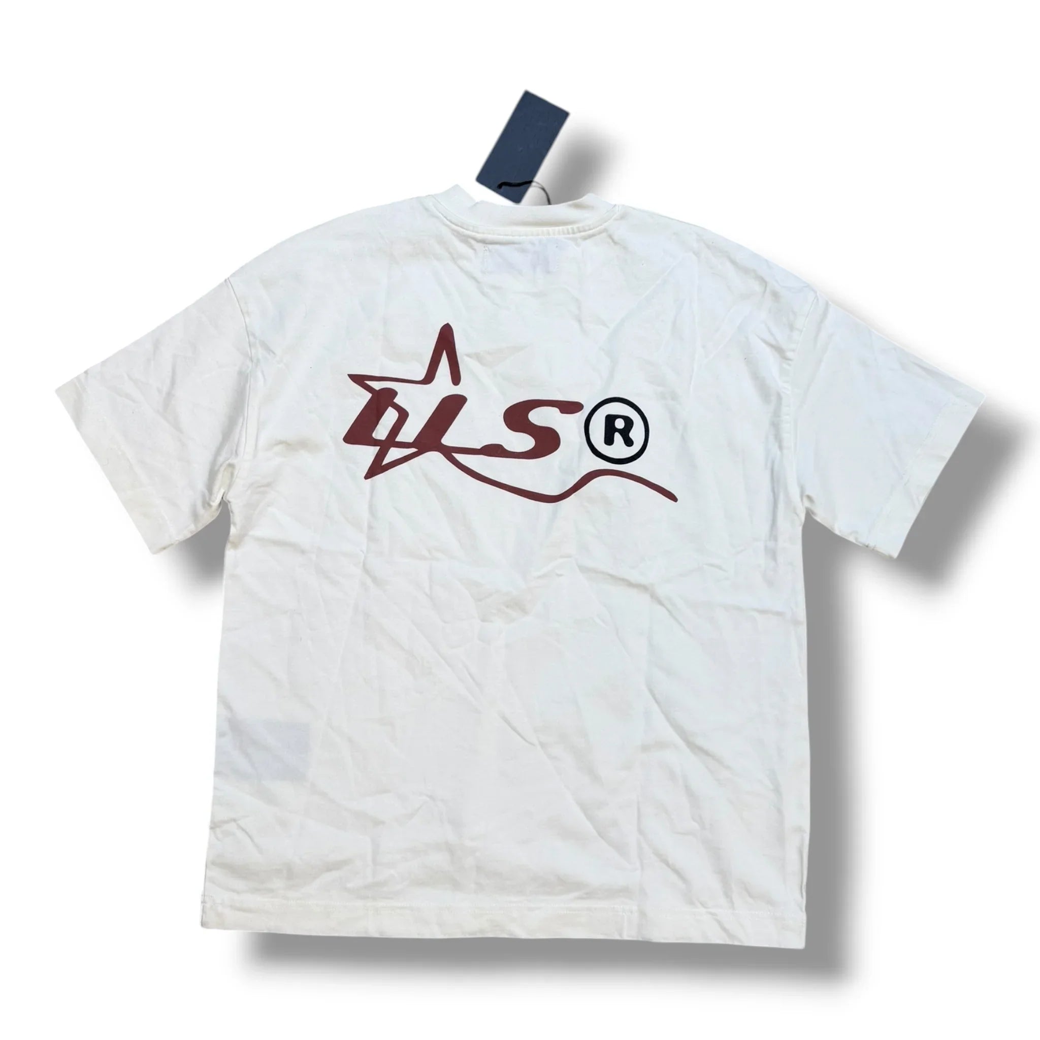 Low Lights T-Shirt Cream Burgundy Logo LLS *GARAGE SALE ALL SALES ARE FINAL RETURN NO ACCEPTED*