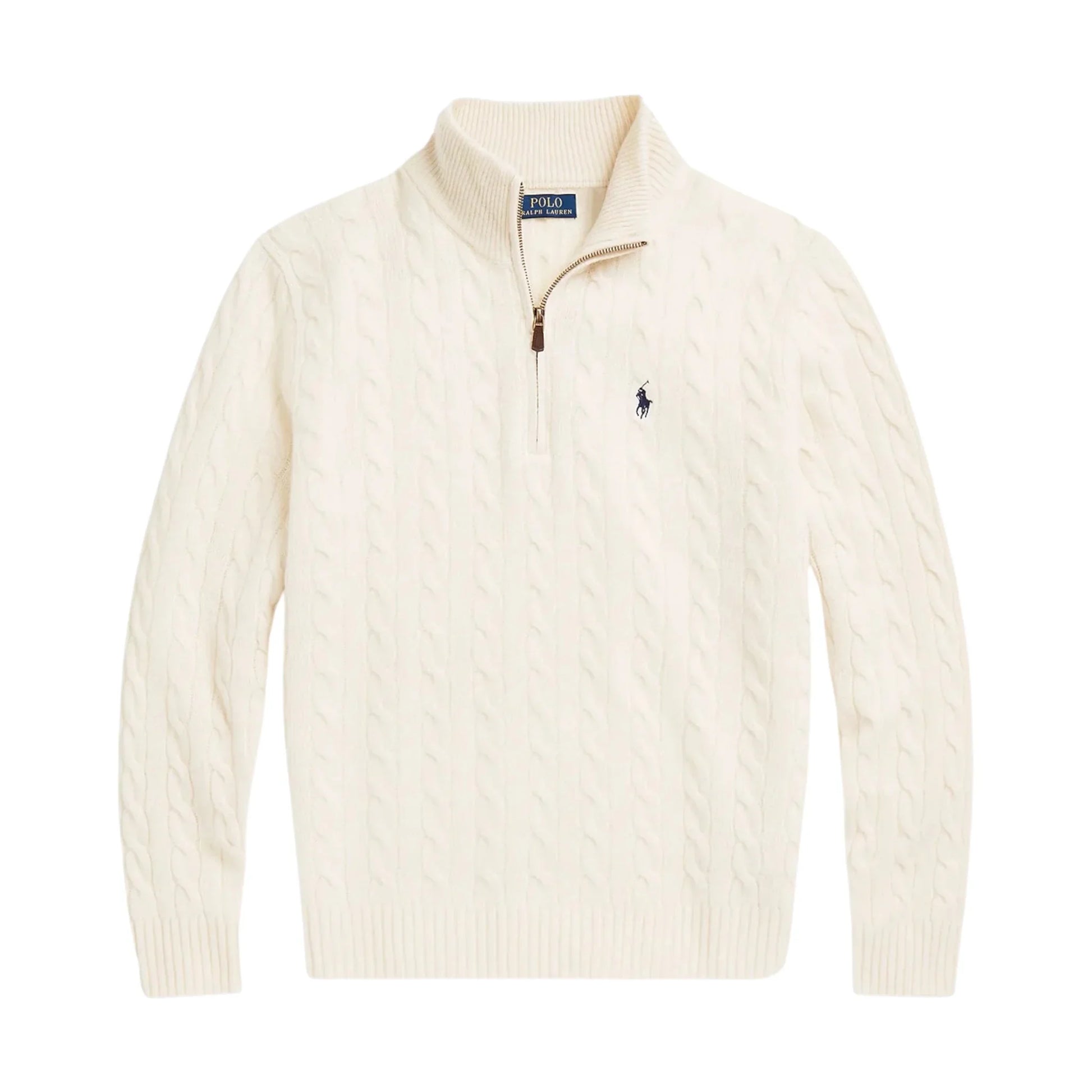 PRL Half Quarter Zip Knit White